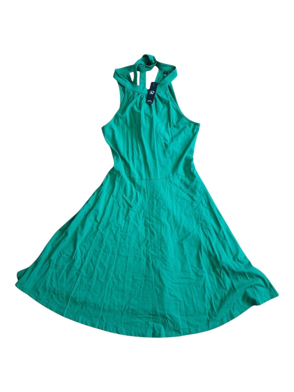 Halter Emerald Green A-Line Dress with Keyhole Neck